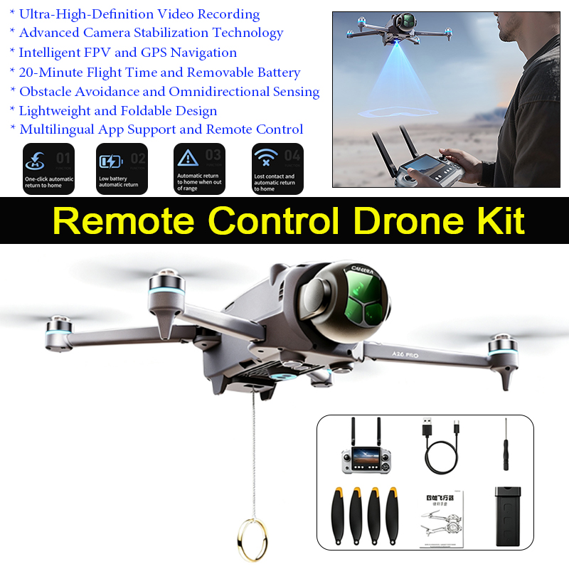 Drone Gps Mount - A26 Pro GPS搭載ドローン。4.5インチ大型スクリーンのリモコン、4K HD、8Kトリプルカメラ、FPV、ブラシレスモーター、折りたたみ式、プロ仕様の空撮用。