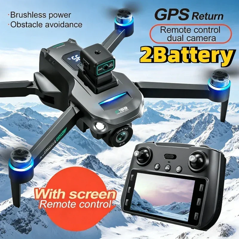 Drone Gps Mount - S159 GPSドローン、HDデュアルカメラ搭載プロフェッショナルクアッドコプター、360 ° 全方位障害物回避機能、ブラシレスモーター搭載の折りたたみ式ドローン、内蔵スクリーン付きリモコン、5G WiFi FPV、屋外用空撮RC航空機、大人も子供も楽しめるおもちゃ、海外倉庫からの迅速な発送。