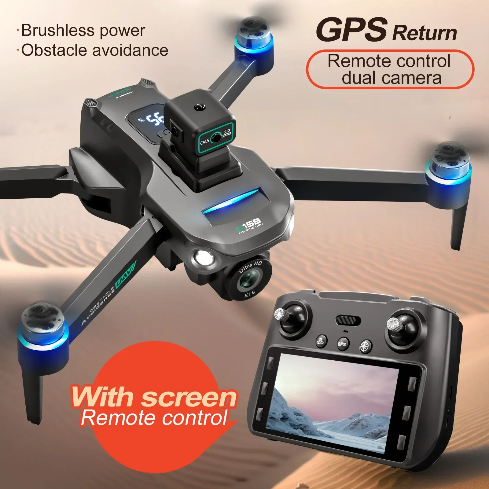 S159 GPSドローン、HDデュアルカメラ搭載プロフェッシ - Drone Gps Mount のレビューと価格